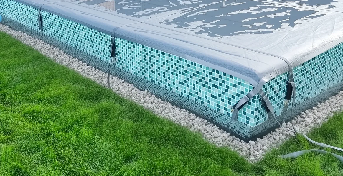 Покрывало для бассейна под снегом — защита зимой в Тольятти